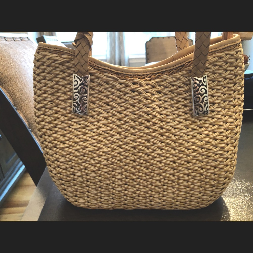 Brighton Deco Evonne Straw & Leather Tote Bag